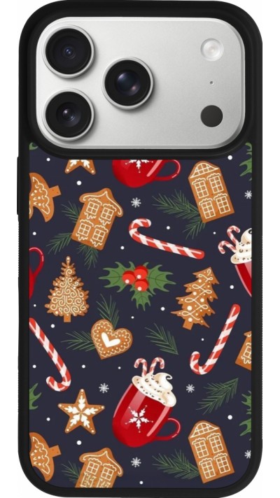 iPhone 17 Pro Case Hülle - Silikon schwarz Christmas 25 Pattern Gingerbread House