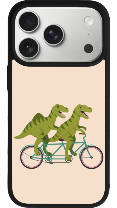 Coque iPhone 17 Pro - Silicone rigide noir Dinosaurs on bikes 2026