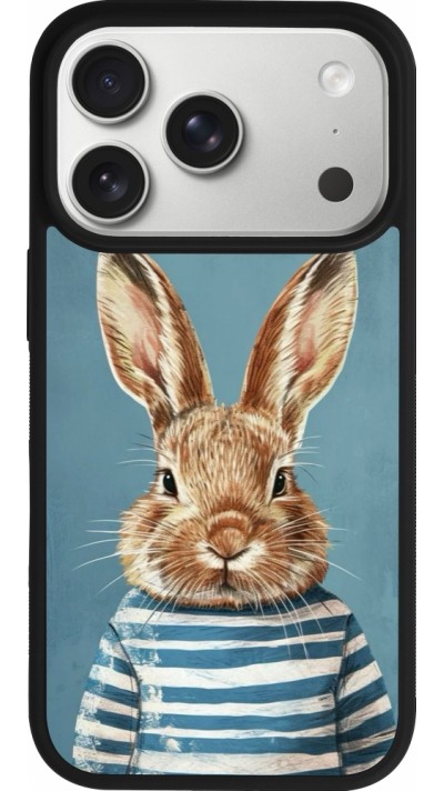 Coque iPhone 17 Pro - Silicone rigide noir Easter 2026 Rabbit navy