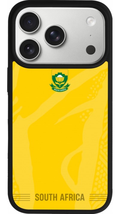Coque iPhone 17 Pro - Silicone rigide noir Maillot de football Afrique du Sud 2026 personnalisable