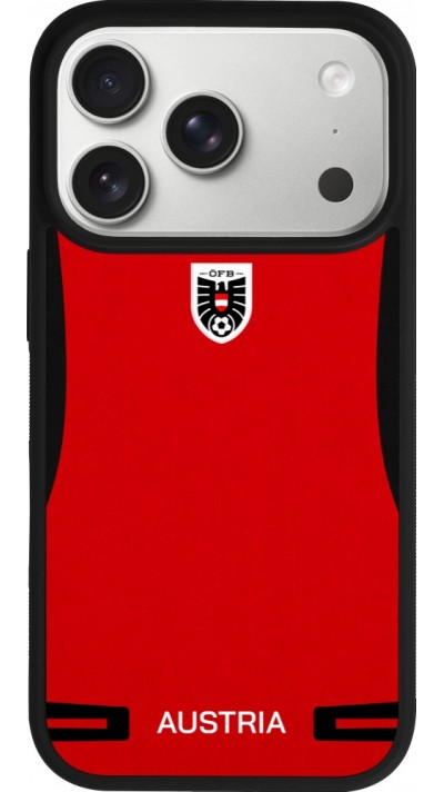 Coque iPhone 17 Pro - Silicone rigide noir Maillot de football Autriche 2026 personnalisable