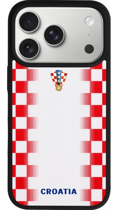 iPhone 17 Pro Case Hülle - Silikon schwarz Kroatien 2026 personalisierbares Fussballtrikot