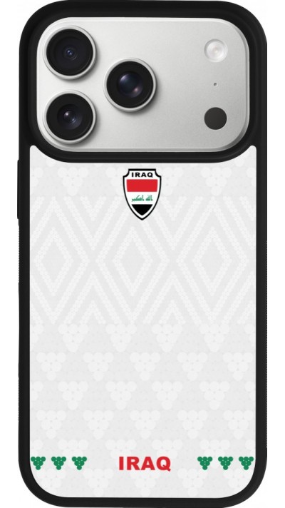 Coque iPhone 17 Pro - Silicone rigide noir Maillot de football Irak 2026 personnalisable