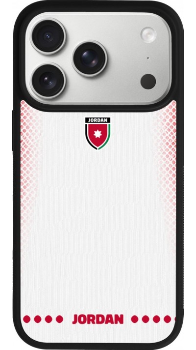 Coque iPhone 17 Pro - Silicone rigide noir Maillot de football Jordanie 2026 personnalisable