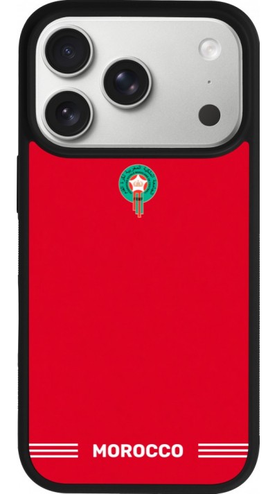 Coque iPhone 17 Pro - Silicone rigide noir Maillot de football Maroc 2026 personnalisable