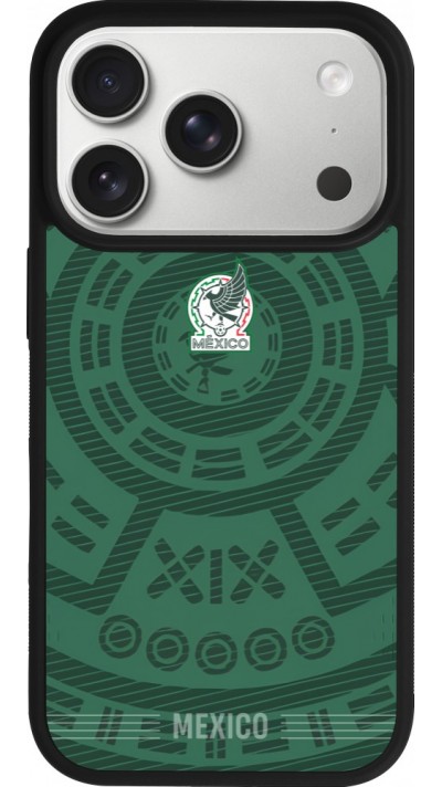 Coque iPhone 17 Pro - Silicone rigide noir Maillot de football Mexique 2026 personnalisable