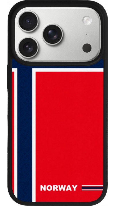Coque iPhone 17 Pro - Silicone rigide noir Maillot de football Norvège 2026 personnalisable