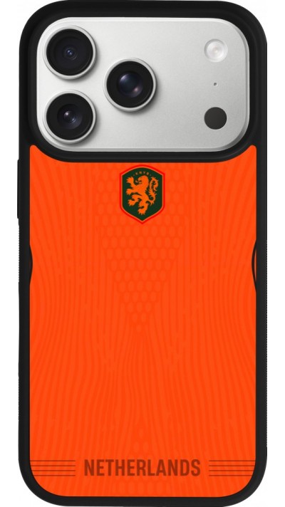 Coque iPhone 17 Pro - Silicone rigide noir Maillot de football Pays-Bas 2026 personnalisable