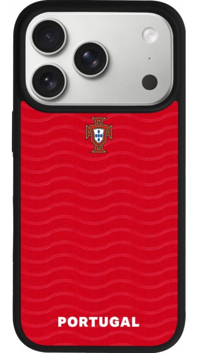 Coque iPhone 17 Pro - Silicone rigide noir Maillot de football Portugal 2026 personnalisable