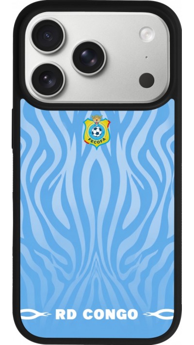 Coque iPhone 17 Pro - Silicone rigide noir Maillot de football RD Congo 2026 personnalisable