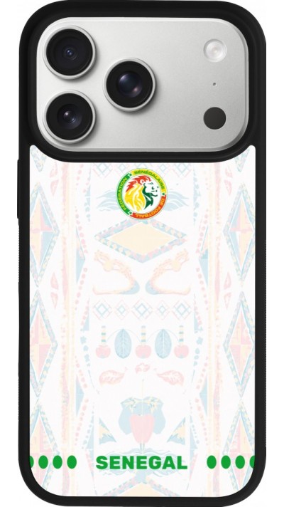 Coque iPhone 17 Pro - Silicone rigide noir Maillot de football Sénégal 2026 personnalisable