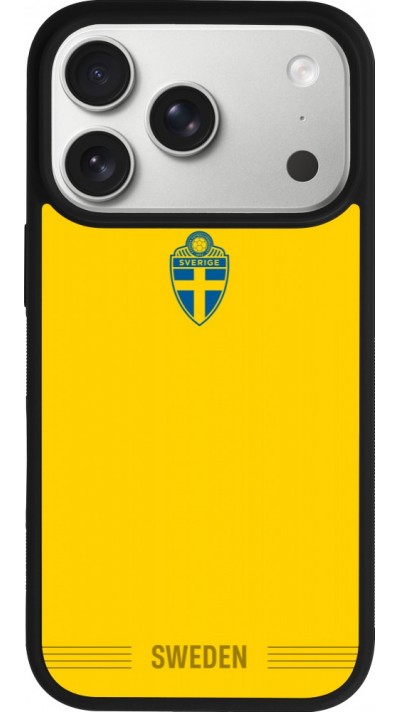 Coque iPhone 17 Pro - Silicone rigide noir Maillot de football Suède 2026 personnalisable