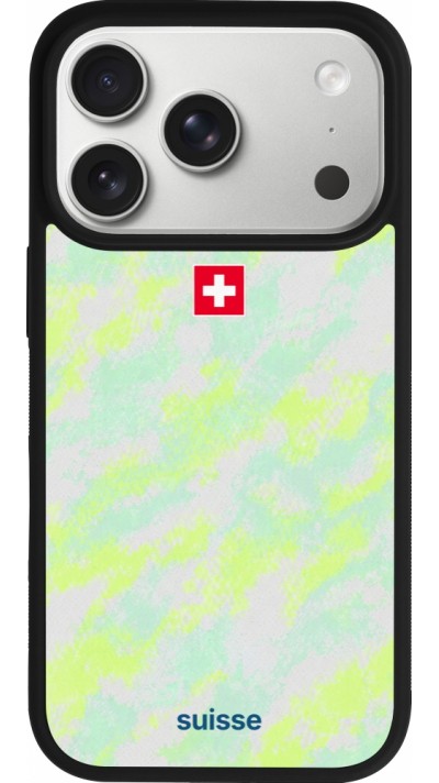 Coque iPhone 17 Pro - Silicone rigide noir Maillot de football Suisse Away 2026 personnalisable