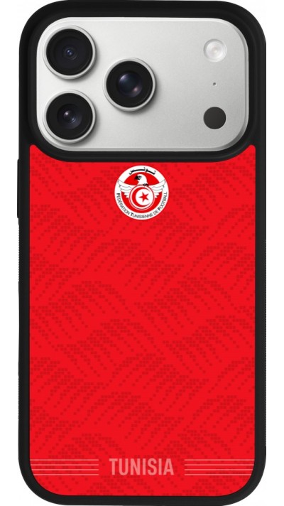 Coque iPhone 17 Pro - Silicone rigide noir Maillot de football Tunisie 2026 personnalisable