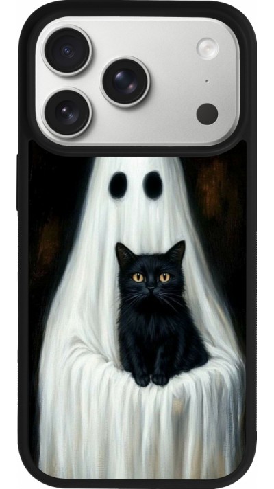 iPhone 17 Pro Case Hülle - Silikon schwarz Halloween 2025 Ghost with black cat