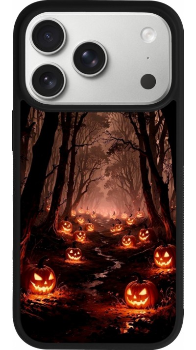 iPhone 17 Pro Case Hülle - Silikon schwarz Halloween 2025 Road of Terrifying Pumpkins