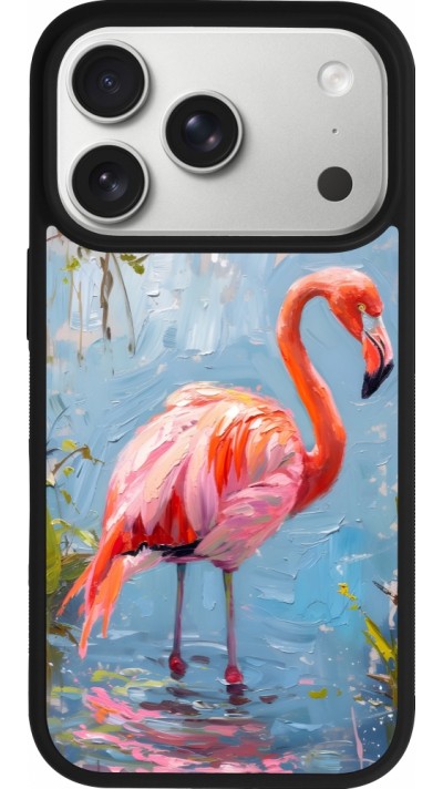 Coque iPhone 17 Pro - Silicone rigide noir Paint Flamingo