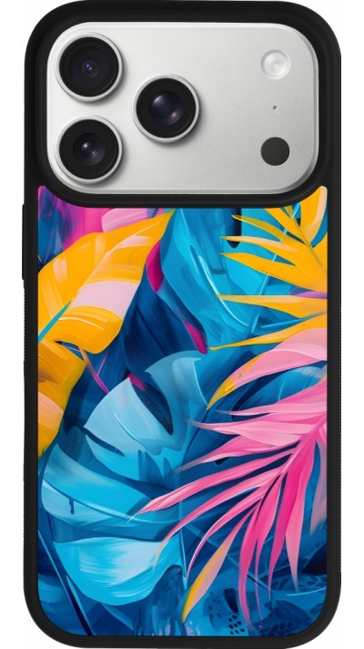 Coque iPhone 17 Pro - Silicone rigide noir Palms Blue