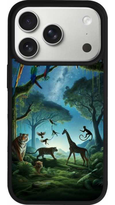 Coque iPhone 17 Pro - Silicone rigide noir Paradis des animaux exotiques