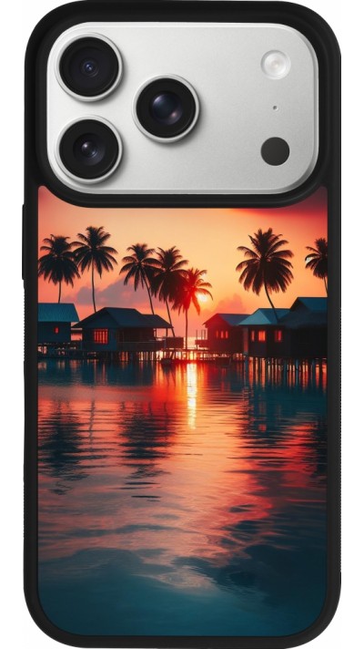 Coque iPhone 17 Pro - Silicone rigide noir Paradis Maldives
