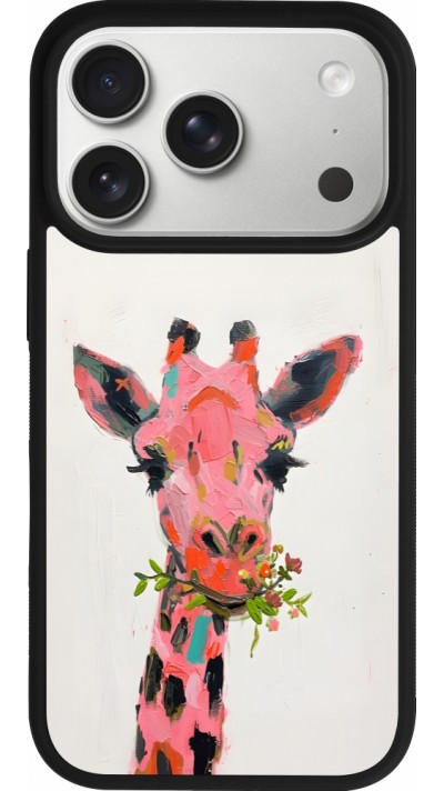 Coque iPhone 17 Pro - Silicone rigide noir Pink Girafe Paint