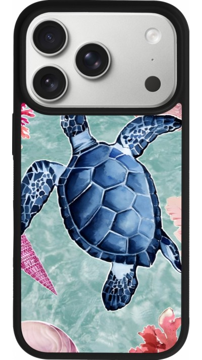 Coque iPhone 17 Pro - Silicone rigide noir Preppy Turtle