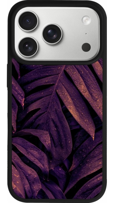 Coque iPhone 17 Pro - Silicone rigide noir Purple Light Leaves