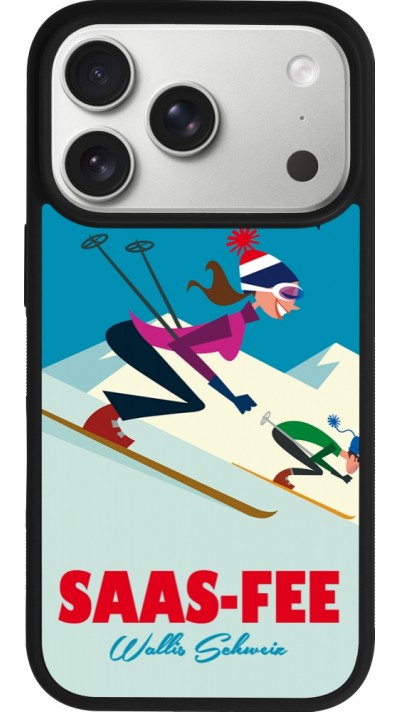 Coque iPhone 17 Pro - Silicone rigide noir Saas-Fee Ski Downhill