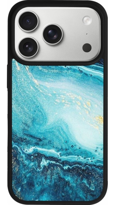 Coque iPhone 17 Pro - Silicone rigide noir Sea Foam Blue