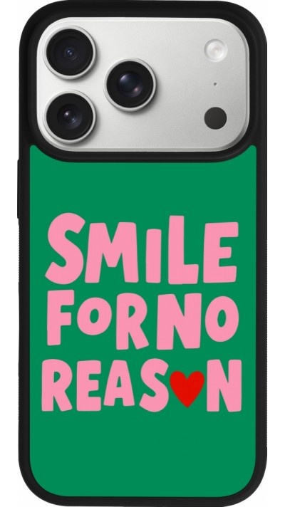 Coque iPhone 17 Pro - Silicone rigide noir Smile for no reason 2026