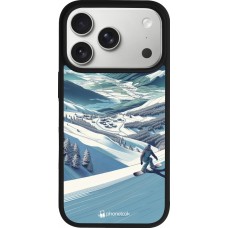Coque iPhone 17 Pro - Silicone rigide noir Snowboarder Montagne