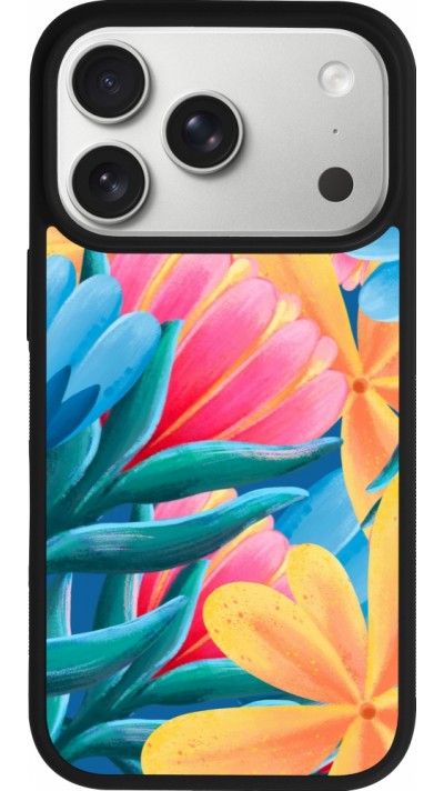 Coque iPhone 17 Pro - Silicone rigide noir Spring 23 colorful flowers