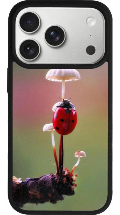 iPhone 17 Pro Case Hülle - Silikon schwarz Ladybird on a mushroom Spring 2026