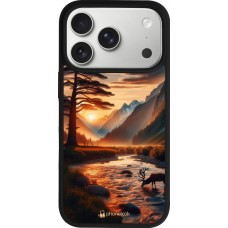 iPhone 17 Pro Case Hülle - Silikon schwarz Tal Sonnenuntergang Hirsch Baum