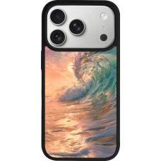Coque iPhone 17 Pro - Silicone rigide noir Wave Sunset