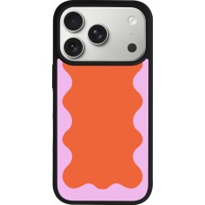 Coque iPhone 17 Pro - Silicone rigide noir Wavy Rectangle Orange Pink