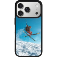 Coque iPhone 17 Pro - Silicone rigide noir Winter 22 Ski Jump