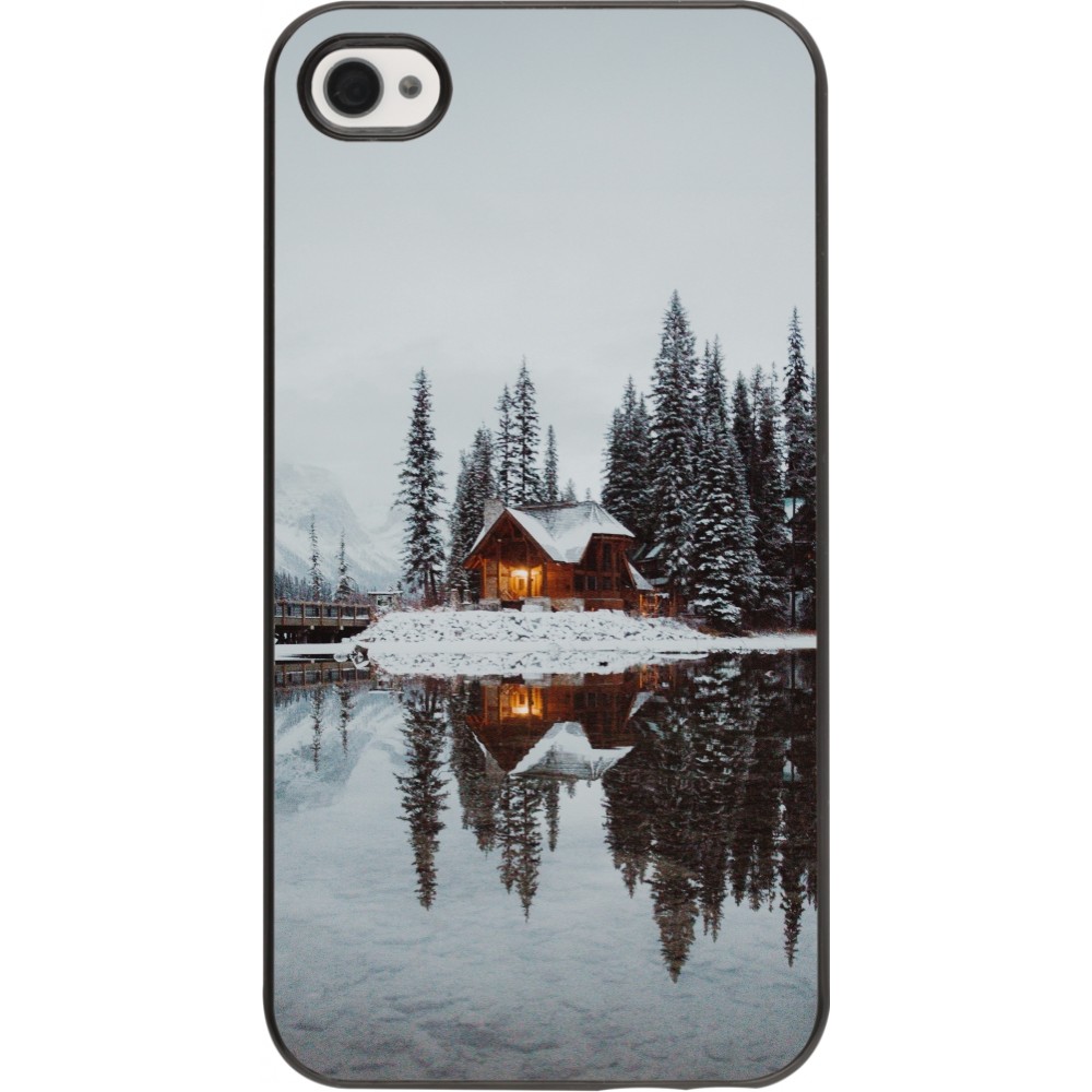 iPhone 4/4s Case Hülle - Winter 25 Winter house forest afternoon