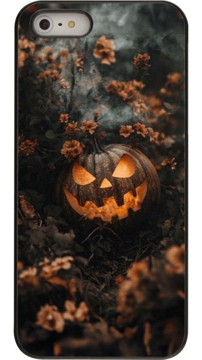 Coque iPhone 5/5s / SE (2016) - Halloween 2025 Pumpkin with flowers