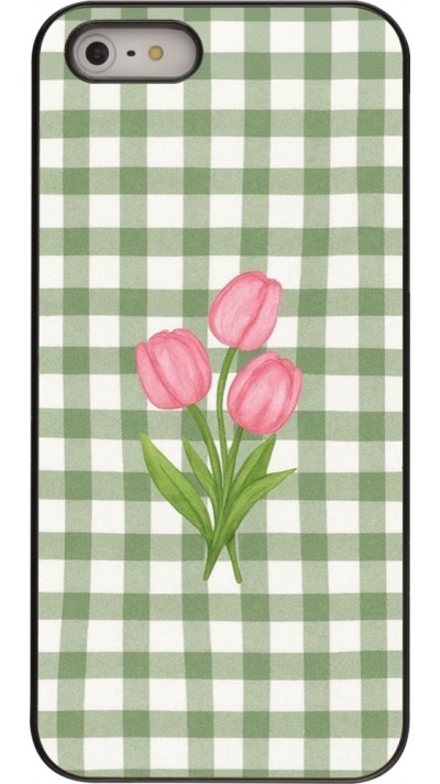 iPhone 5/5s / SE (2016) Case Hülle - Green vichy tulips Spring 2026