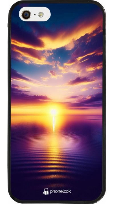 iPhone 5/5s / SE (2016) Case Hülle - Silikon schwarz Sonnenuntergang gelb violett