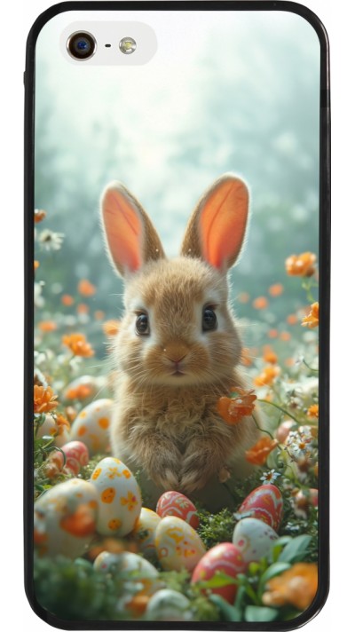 Coque iPhone 5/5s / SE (2016) - Silicone rigide noir Easter 2026 Rabbit in the garden