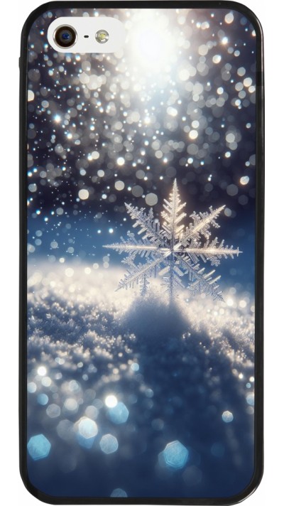 iPhone 5/5s / SE (2016) Case Hülle - Silikon schwarz Schneeflocke Solar Glanz
