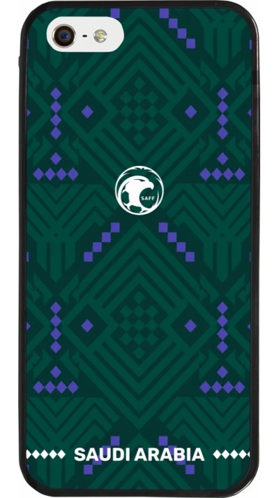 Coque iPhone 5/5s / SE (2016) - Silicone rigide noir Maillot de football Arabie saoudite 2026 personnalisable