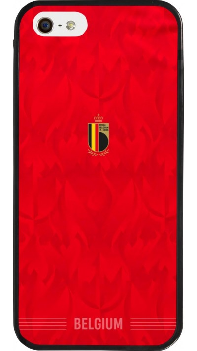 iPhone 5/5s / SE (2016) Case Hülle - Silikon schwarz Belgien 2026 personalisierbares Fussballtrikot