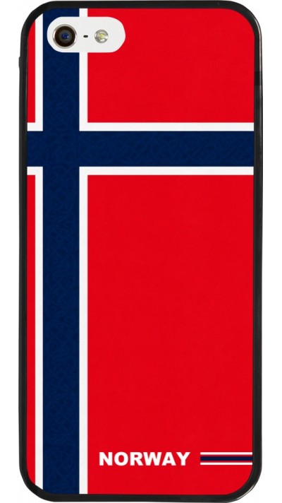 Coque iPhone 5/5s / SE (2016) - Silicone rigide noir Maillot de football Norvège 2026 personnalisable