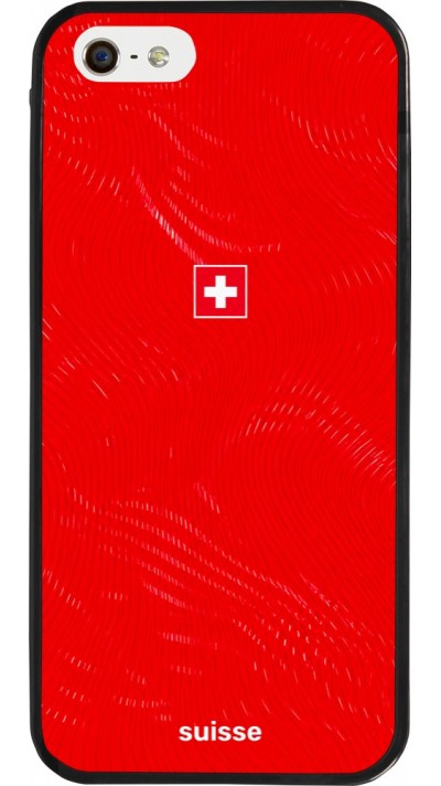 Coque iPhone 5/5s / SE (2016) - Silicone rigide noir Maillot de football Suisse 2026 personnalisable
