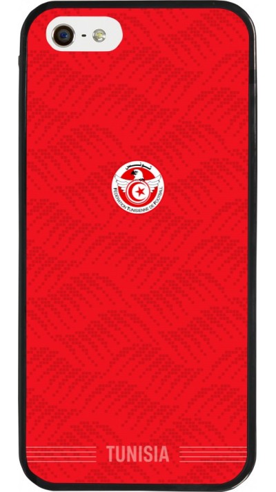 Coque iPhone 5/5s / SE (2016) - Silicone rigide noir Maillot de football Tunisie 2026 personnalisable