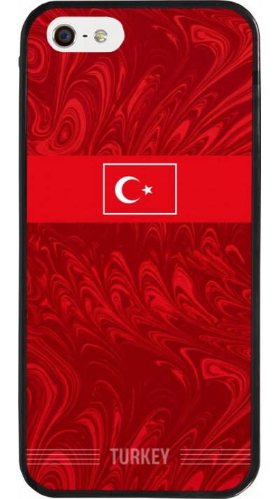 iPhone 5/5s / SE (2016) Case Hülle - Silikon schwarz Türkei 2026 personalisierbares Fussballtrikot