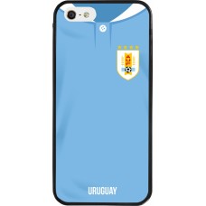 iPhone 5/5s / SE (2016) Case Hülle - Silikon schwarz Uruguay 2022 personalisierbares Fussballtrikot